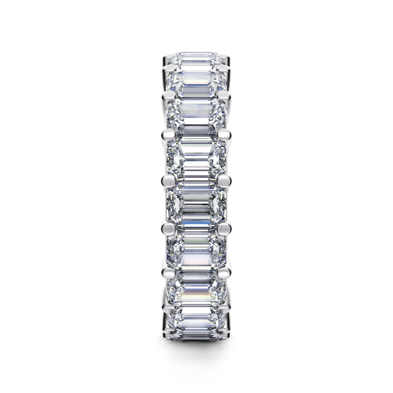 Eternity Band Wedding Ring in 14k White Gold with Emerald Cut Natural Diamond at Gabriel & Co. - Shot 4