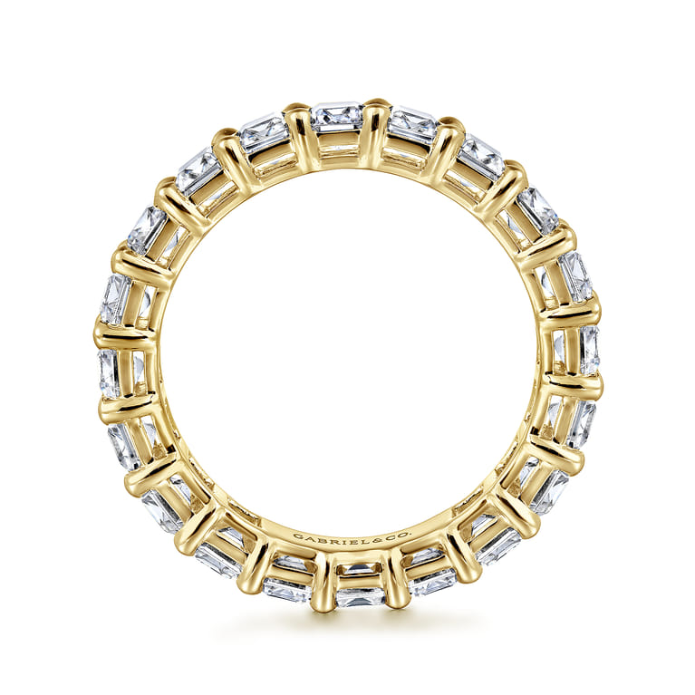 Eternity Band Wedding Ring in 14k Yellow Gold with Emerald Cut Natural Diamond at Gabriel & Co. - Shot 2