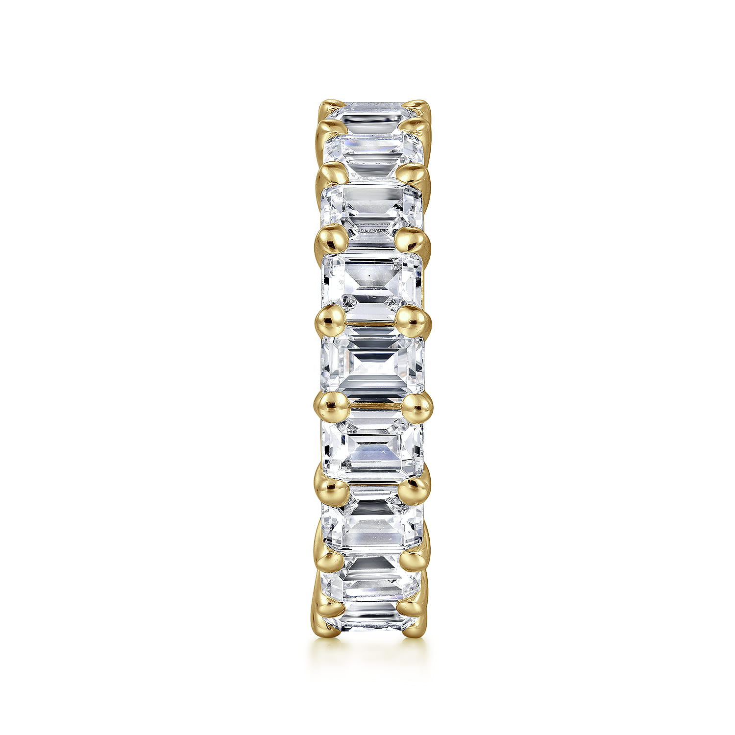 Eternity Band Wedding Ring in 14k Yellow Gold with Emerald Cut Natural Diamond at Gabriel & Co. - Shot 4