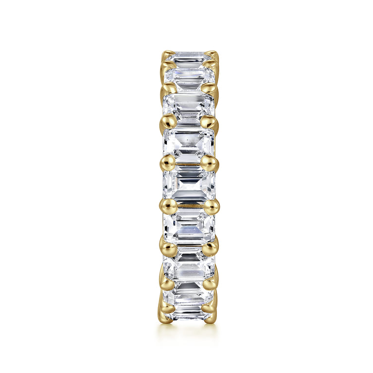 Eternity Band Wedding Ring in 14k Yellow Gold with Emerald Cut Natural Diamond at Gabriel & Co. - Shot 4