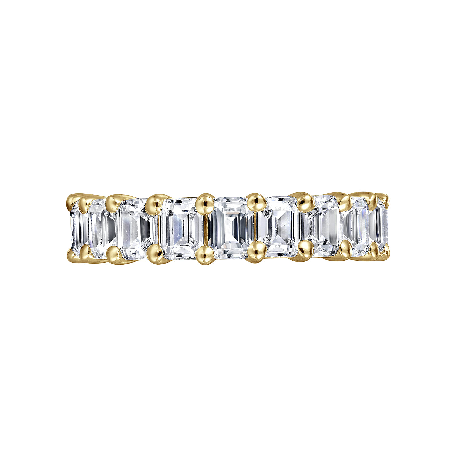 Eternity Band Wedding Ring in 14k Yellow Gold with Emerald Cut Natural Diamond at Gabriel & Co. - Shot 5