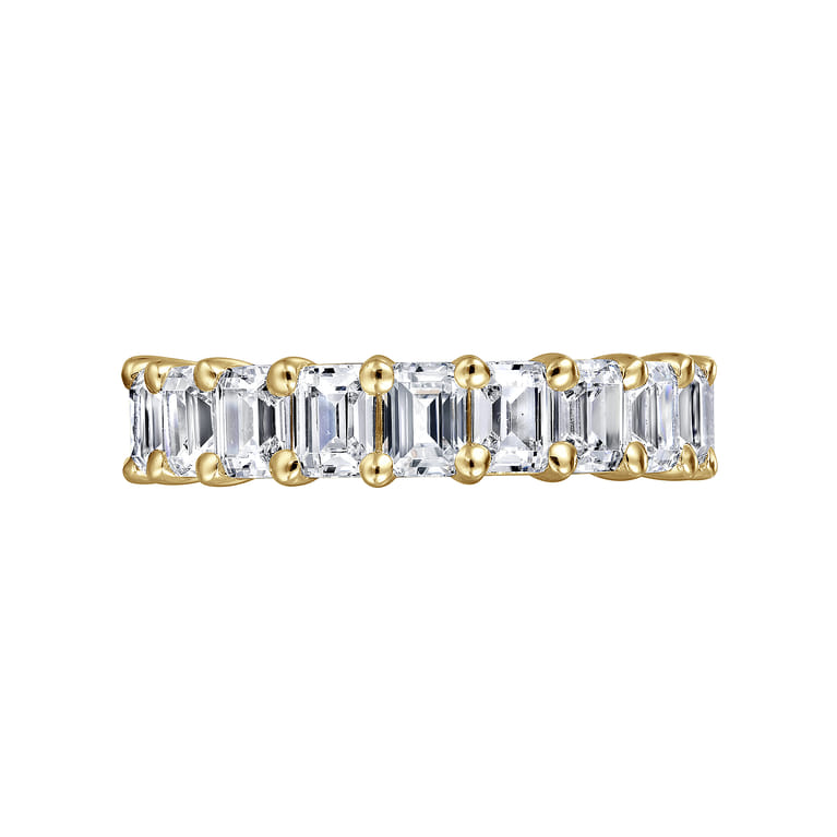 Eternity Band Wedding Ring in 14k Yellow Gold with Emerald Cut Natural Diamond at Gabriel & Co. - Shot 5