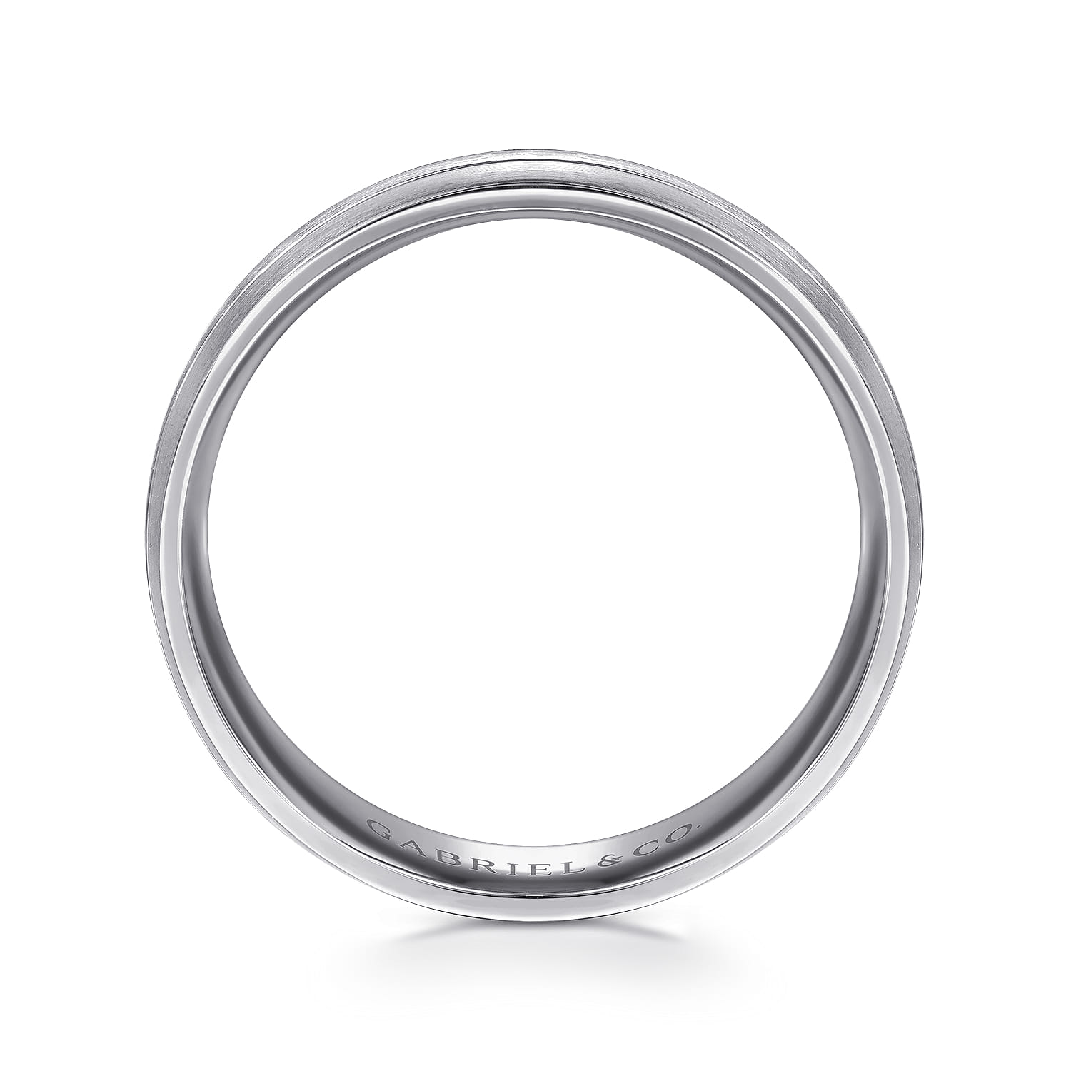 Ezra - 14K White Gold 6mm - Satin Color Block Men's Wedding Band in Satin Finish - Shot 2