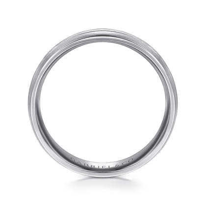 Ezra - 14K White Gold 6mm - Satin Color Block Men's Wedding Band in Satin Finish