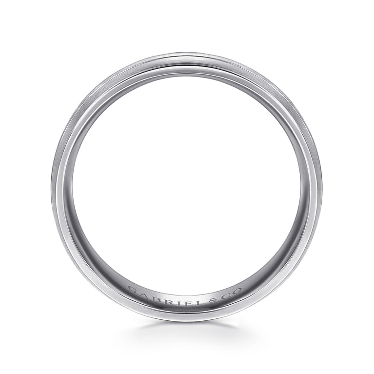 Ezra - 14K White Gold 6mm - Satin Color Block Men's Wedding Band in Satin Finish - Shot 2