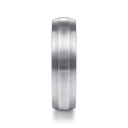 Ezra - 14K White Gold 6mm - Satin Color Block Men's Wedding Band in Satin Finish