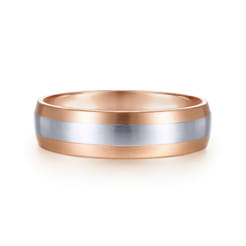Ezra - 14K White-Rose Gold 6mm - Two Tone Men's Wedding Band in Satin Finish
