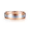 Ezra - 14K White-Rose Gold 6mm - Two Tone Men's Wedding Band in Satin Finish