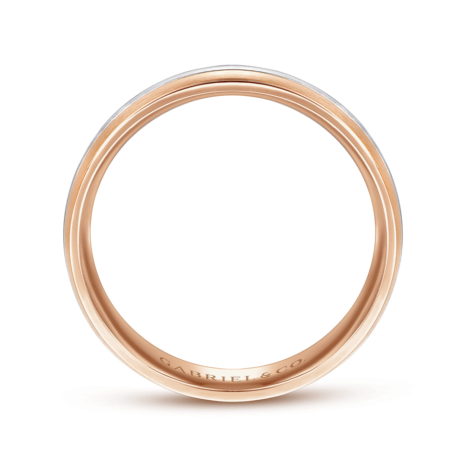 Ezra - 14K White-Rose Gold 6mm - Two Tone Men's Wedding Band in Satin Finish - Shot 2