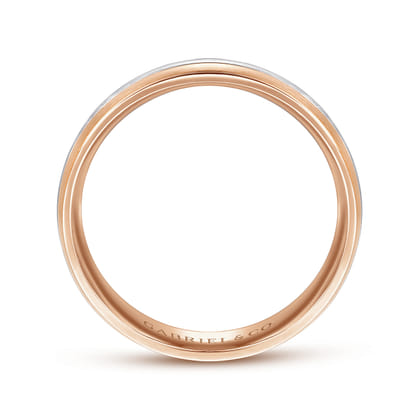 Ezra - 14K White-Rose Gold 6mm - Two Tone Men's Wedding Band in Satin Finish