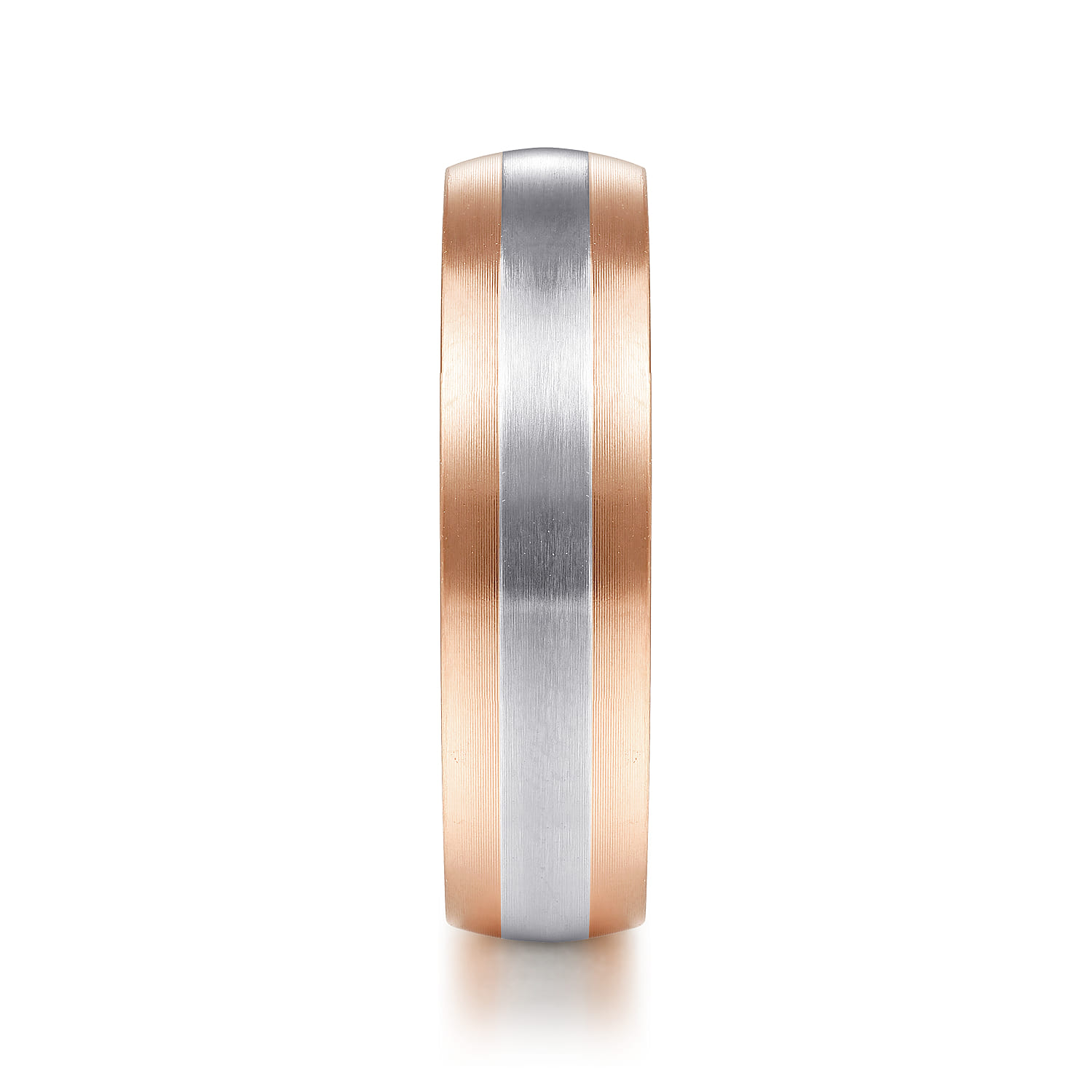 Ezra - 14K White-Rose Gold 6mm - Two Tone Men's Wedding Band in Satin Finish - Shot 4