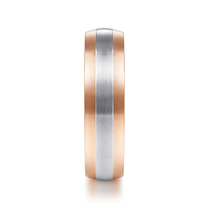 Ezra - 14K White-Rose Gold 6mm - Two Tone Men's Wedding Band in Satin Finish