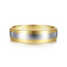 Ezra - 14K White-Yellow Gold 6mm - Two Tone Men's Wedding Band in Satin Finish