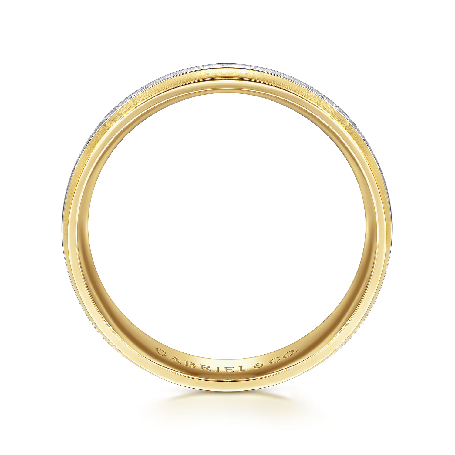 Ezra - 14K White-Yellow Gold 6mm - Two Tone Men's Wedding Band in Satin Finish