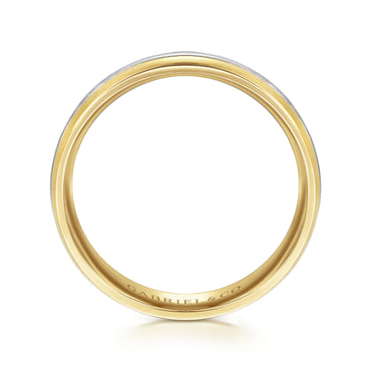 Ezra - 14K White-Yellow Gold 6mm - Two Tone Men's Wedding Band in Satin Finish