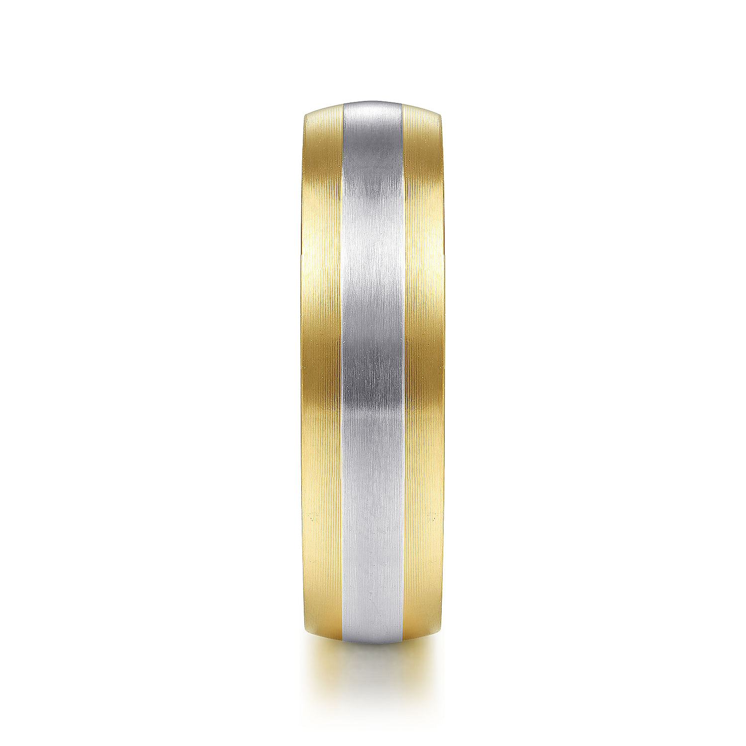 Ezra - 14K White-Yellow Gold 6mm - Two Tone Men's Wedding Band in Satin Finish