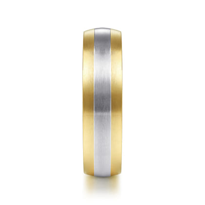 Ezra - 14K White-Yellow Gold 6mm - Two Tone Men's Wedding Band in Satin Finish