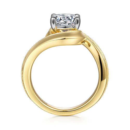 Ezrah - 14K White-Yellow Gold Bypass Round Diamond Engagement Ring - Shot 2