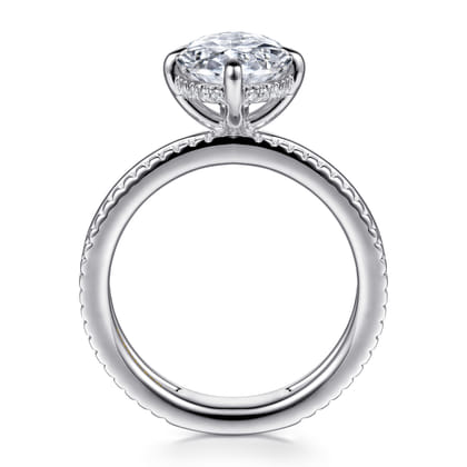 Fabie - 14K White Gold Compass Prong Oval Diamond Engagement Ring