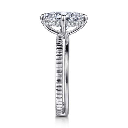 Fabie - 14K White Gold Compass Prong Oval Diamond Engagement Ring