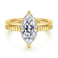 Fabie - 14K Yellow Gold Compass Prong Marquise Diamond Engagement Ring