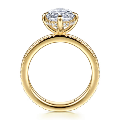 Fabie - 14K Yellow Gold Compass Prong Oval Diamond Engagement Ring