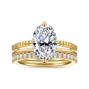 Fabie - 14K Yellow Gold Compass Prong Oval Diamond Engagement Ring