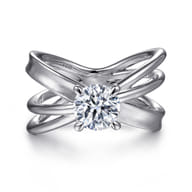Fabiola - 14K White Gold Split Shank Round Diamond Engagement Ring