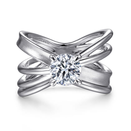 Fabiola - 14K White Gold Split Shank Round Diamond Engagement Ring