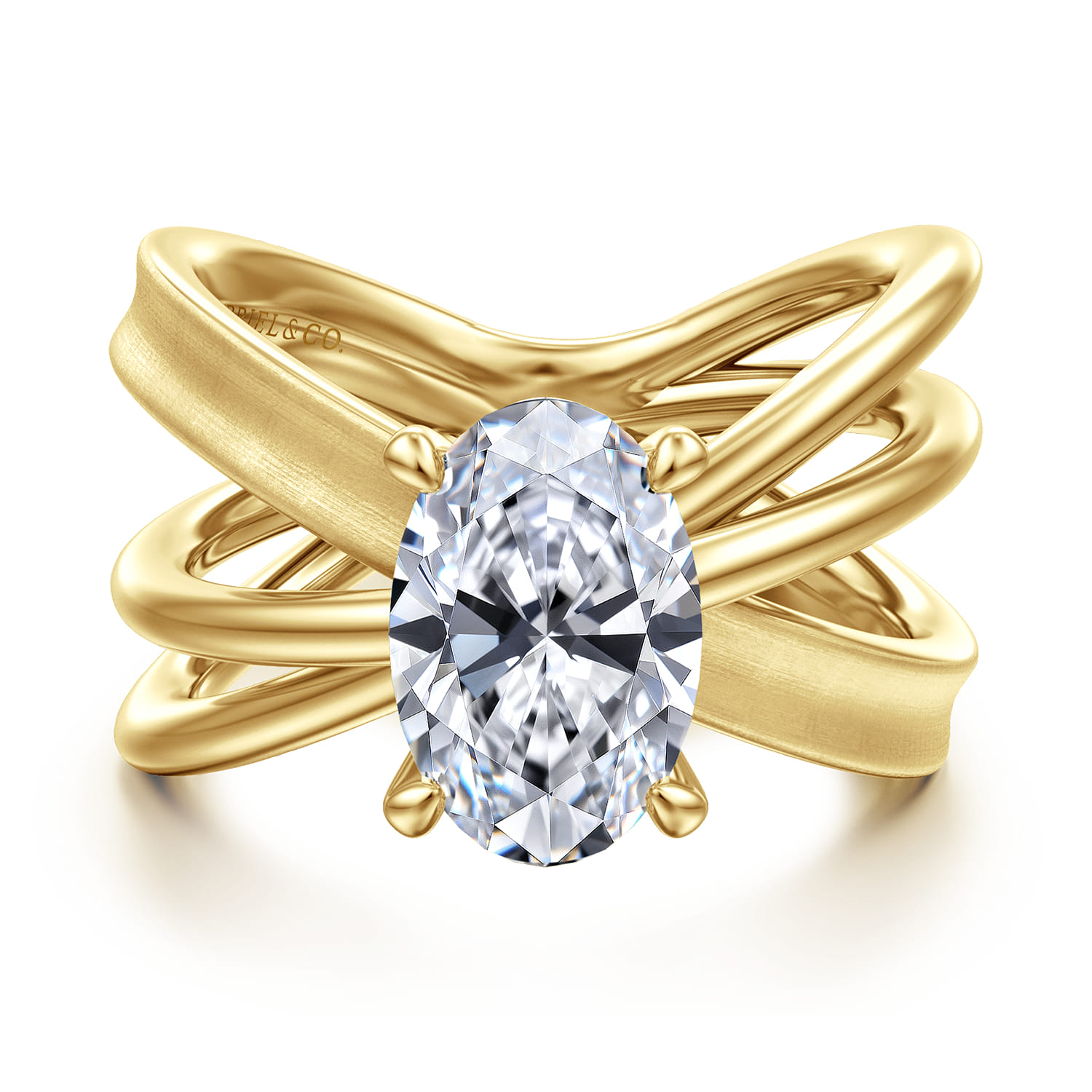 Fabiola - 14K Yellow Gold Split Shank Oval Diamond Engagement Ring