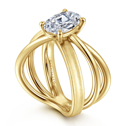 Fabiola - 14K Yellow Gold Split Shank Oval Diamond Engagement Ring
