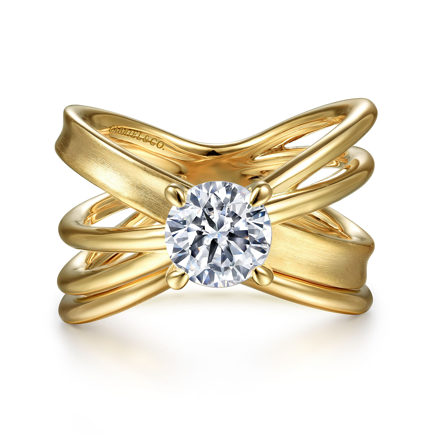 Fabiola - 14K Yellow Gold Split Shank Round Diamond Engagement Ring