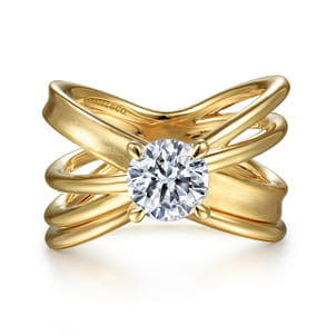 Fabiola - 14K Yellow Gold Split Shank Round Diamond Engagement Ring