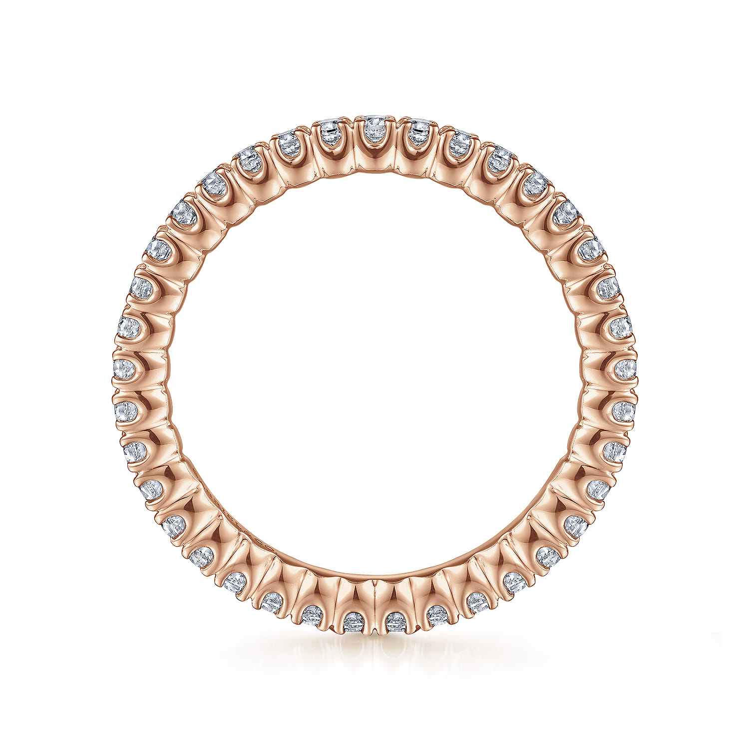 Eternity Band Wedding Ring in 14k Rose Gold with Round Natural Diamond at Gabriel & Co. - Shot 2