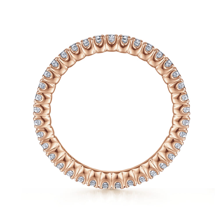 Eternity Band Wedding Ring in 14k Rose Gold with Round Natural Diamond at Gabriel & Co. - Shot 2