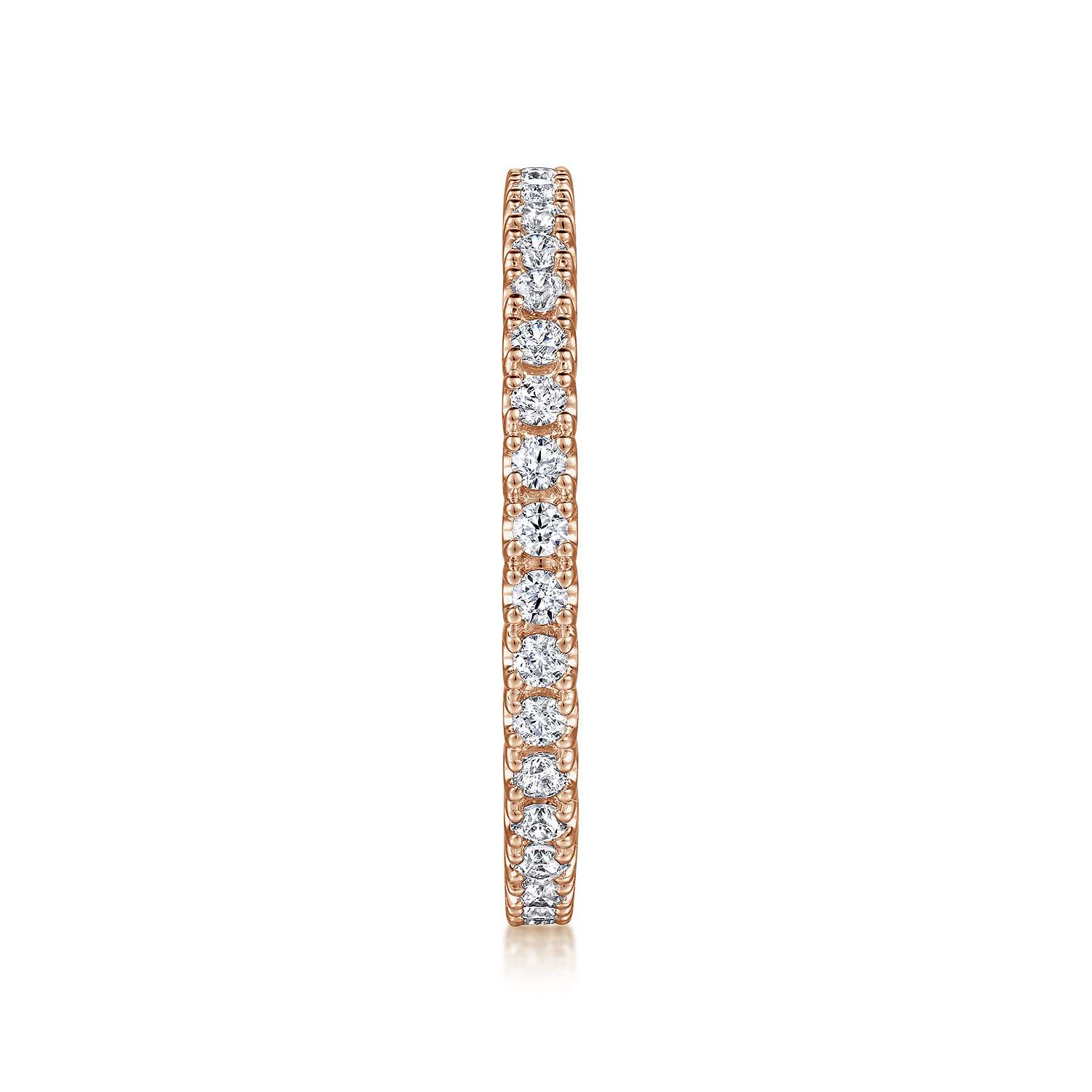 Eternity Band Wedding Ring in 14k Rose Gold with Round Natural Diamond at Gabriel & Co. - Shot 4