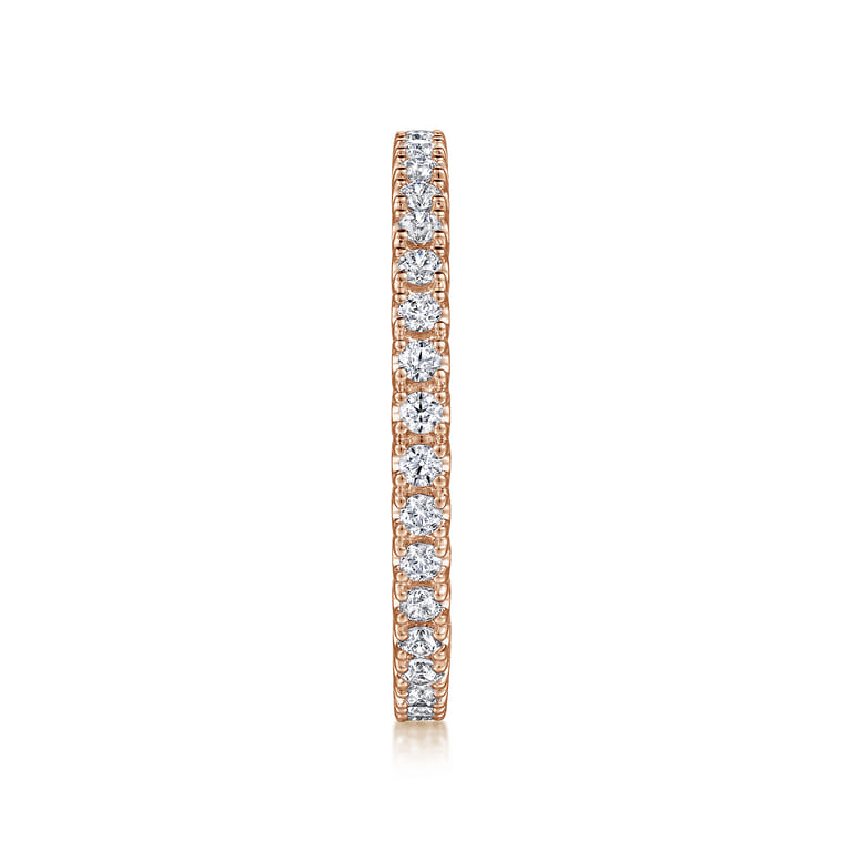 Eternity Band Wedding Ring in 14k Rose Gold with Round Natural Diamond at Gabriel & Co. - Shot 4