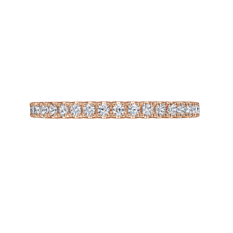 Eternity Band Wedding Ring in 14k Rose Gold with Round Natural Diamond at Gabriel & Co. - Shot 6