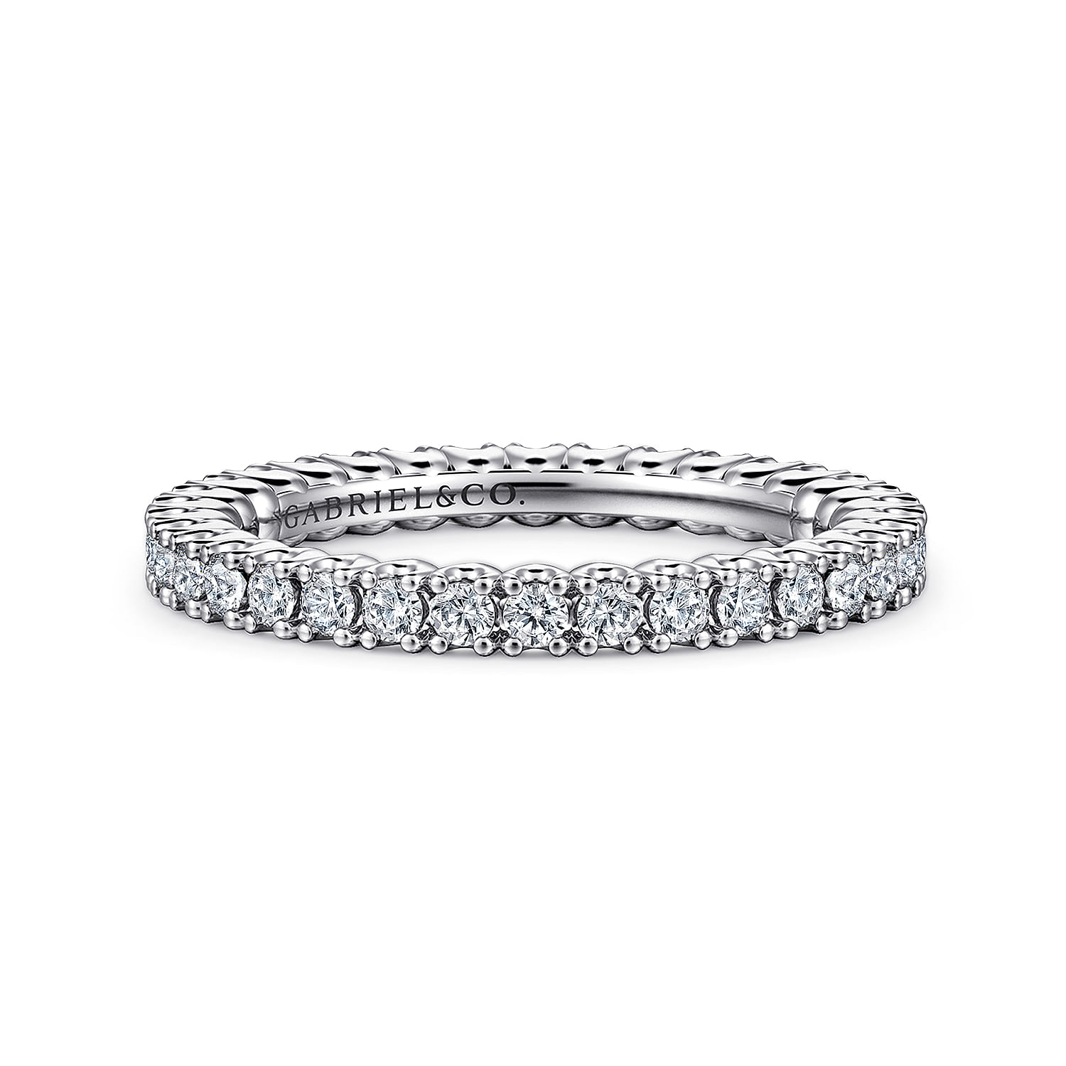 Eternity Band Wedding Ring in 14k White Gold with Round Natural Diamond at Gabriel & Co. - Shot 1