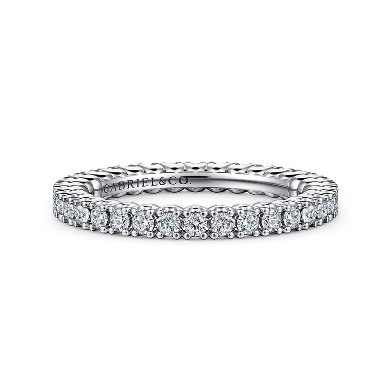Eternity Band Wedding Ring in 14k White Gold with Round Natural Diamond at Gabriel & Co. - Shot 1
