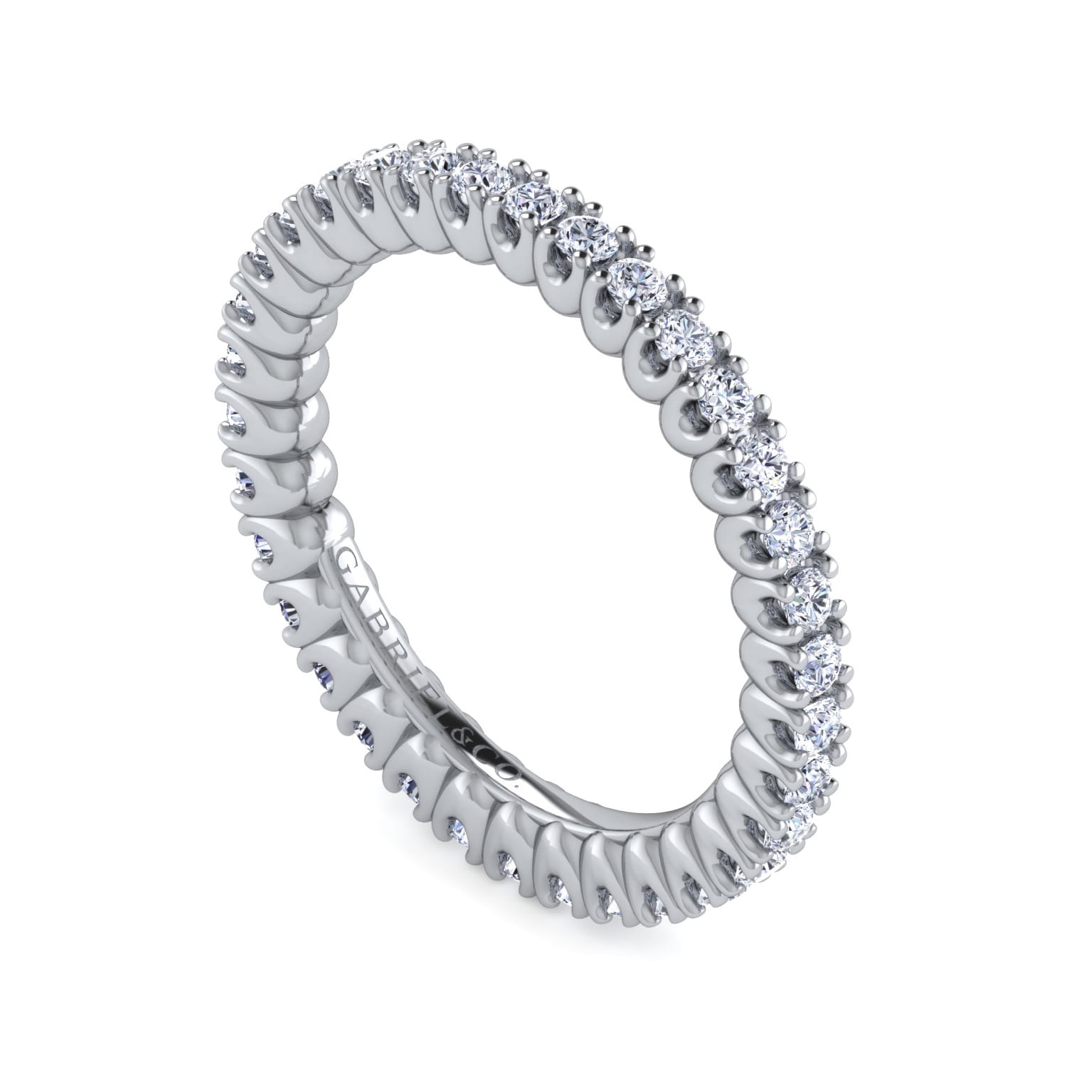 Eternity Band Wedding Ring in 14k White Gold with Round Natural Diamond at Gabriel & Co. - Shot 3