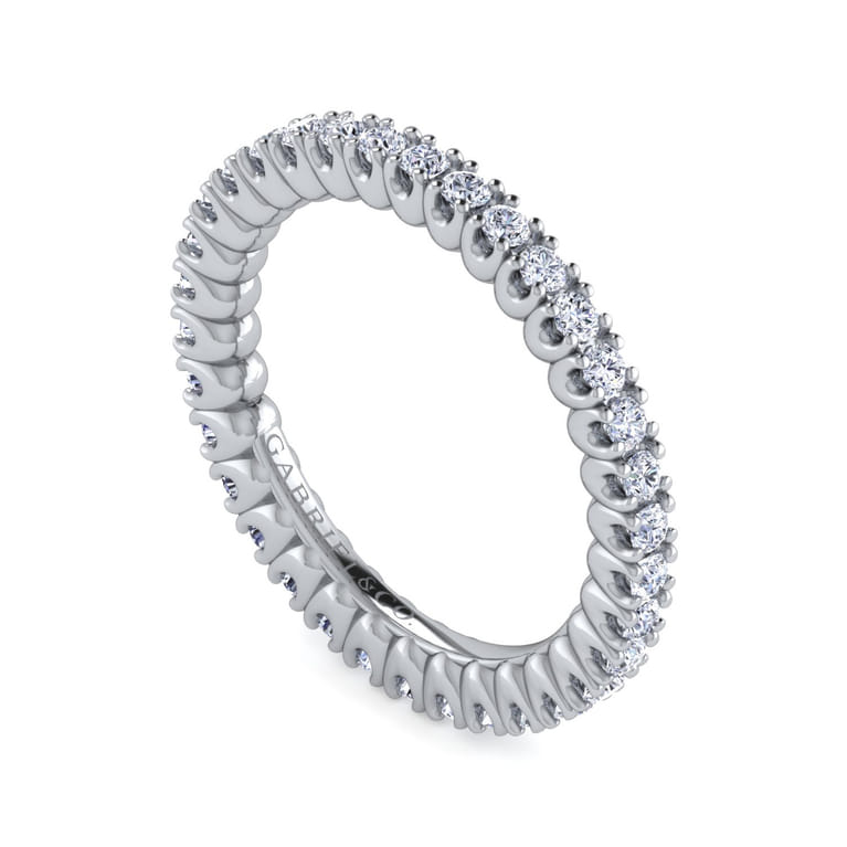 Eternity Band Wedding Ring in 14k White Gold with Round Natural Diamond at Gabriel & Co. - Shot 3