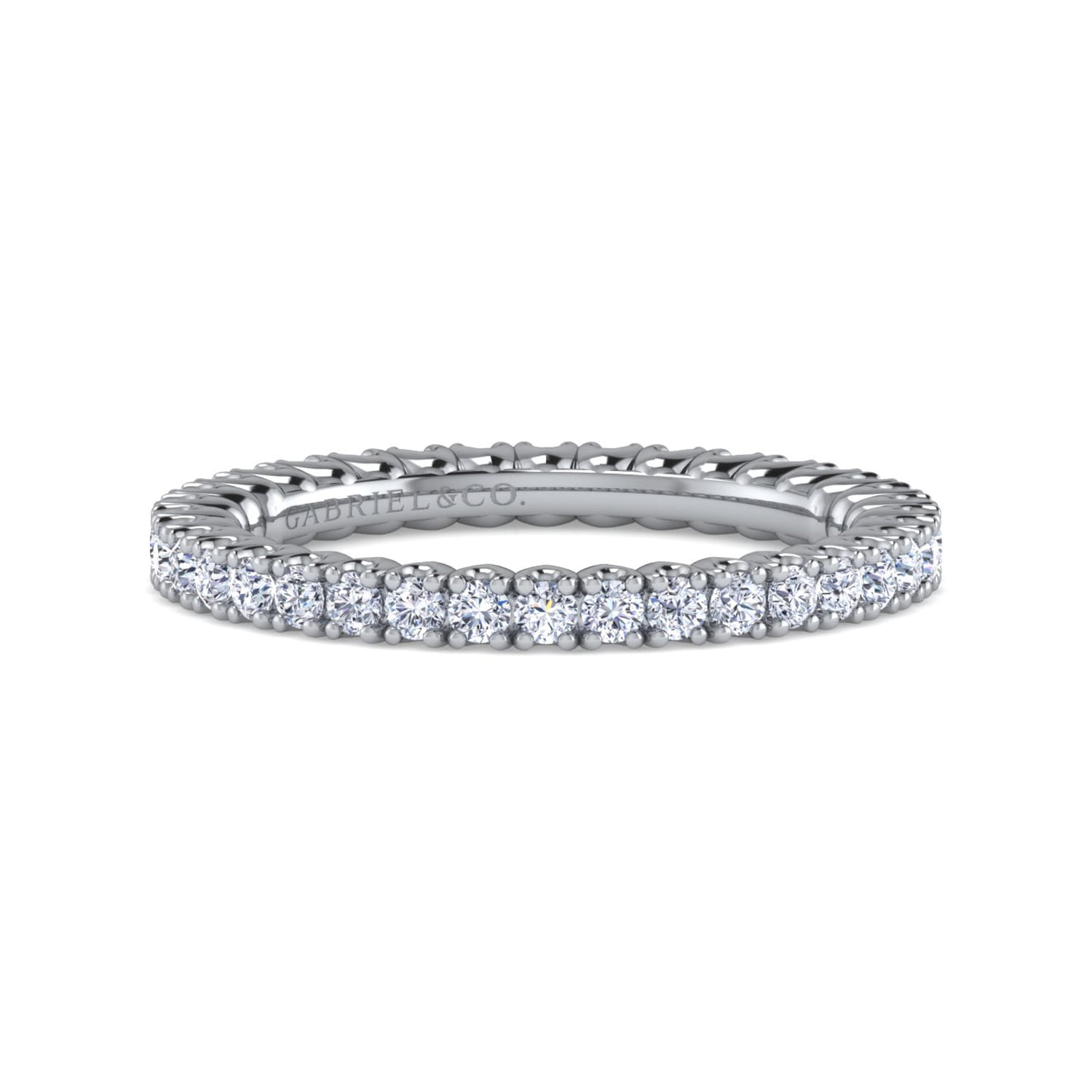 Eternity Band Wedding Ring in 14k White Gold with Round Natural Diamond at Gabriel & Co. - Shot 1