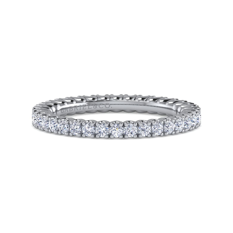 Eternity Band Wedding Ring in 14k White Gold with Round Natural Diamond at Gabriel & Co. - Shot 1