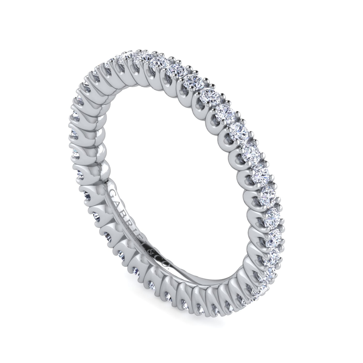 Eternity Band Wedding Ring in 14k White Gold with Round Natural Diamond at Gabriel & Co. - Shot 3