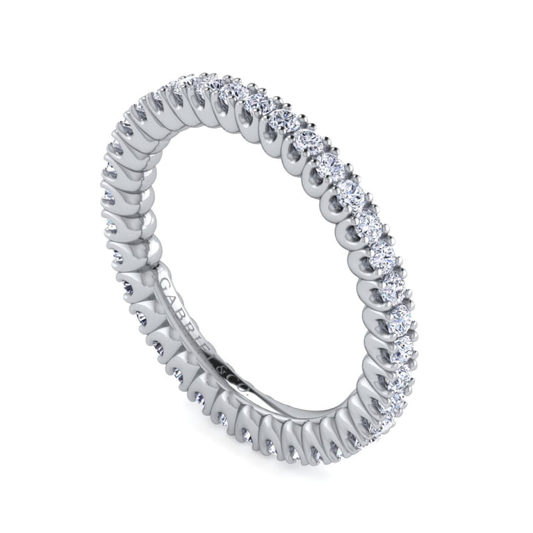 Eternity Band Wedding Ring in 14k White Gold with Round Natural Diamond at Gabriel & Co. - Shot 3