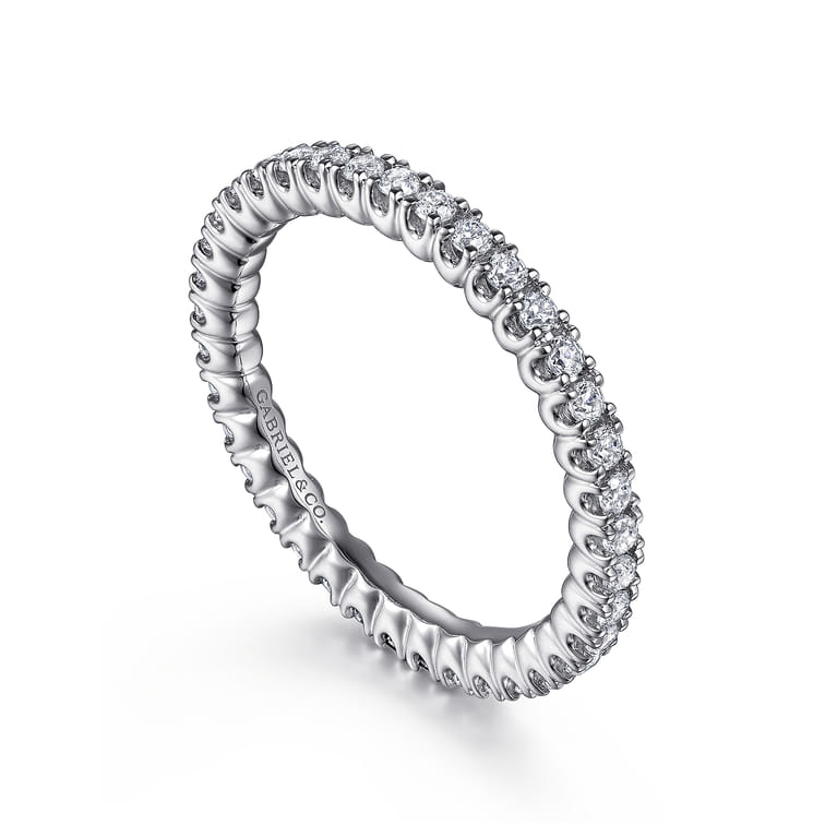 Eternity Band Wedding Ring in 14k White Gold with Round Natural Diamond at Gabriel & Co. - Shot 3
