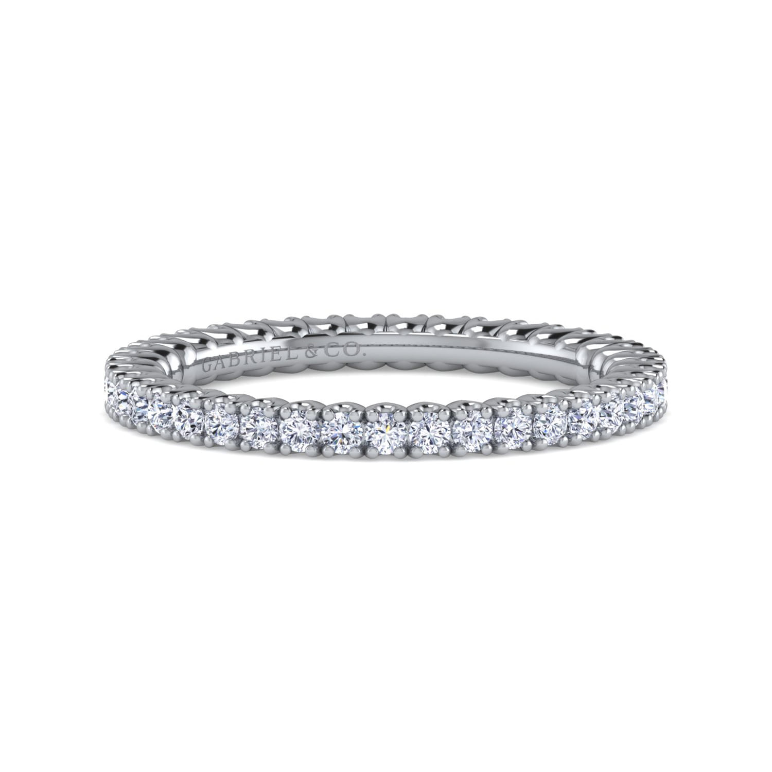 Eternity Band Wedding Ring in 14k White Gold with Round Natural Diamond at Gabriel & Co. - Shot 1