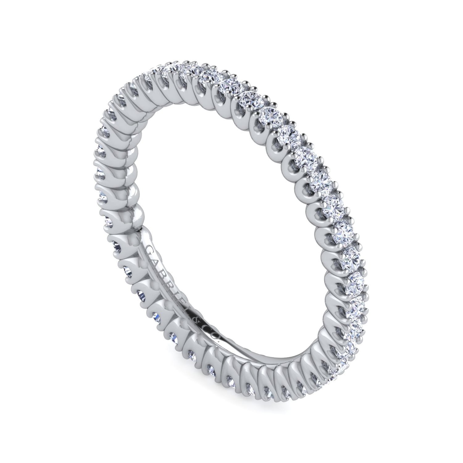 Eternity Band Wedding Ring in 14k White Gold with Round Natural Diamond at Gabriel & Co. - Shot 3