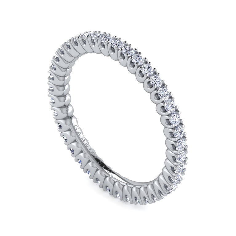 Eternity Band Wedding Ring in 14k White Gold with Round Natural Diamond at Gabriel & Co. - Shot 3